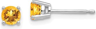 Diamond2Deal 14k White Gold 4mm Citrine Earrings