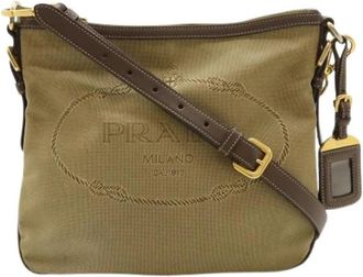 Prada Pre-owned Vintage Canvas Clutch Schoudertas - Dames - Vintage Schoudertas - Beige - ONE Size - Leer - Vintage
