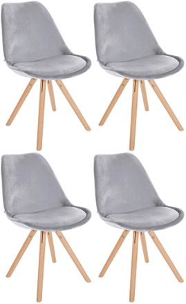 Clp Clp - Pack De 4 Sillas De Sal&oacute;n Sofia En Terciopelo Gris Claro Natural (redondo)