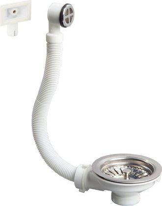 OEM Tap&oacute;n De Desag&uuml;e Para Fregadero De &Oslash;114 Mm, 1 Cubeta, Pl&aacute;stico Y Metal, Con Rebosadero Externo, Cromado, Blanco