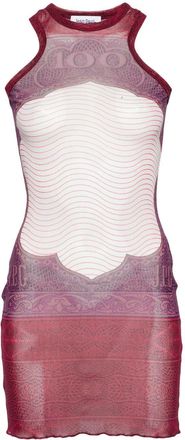 Jean Paul Gaultier Cartouche-print tulle mini dress - women - Polyamide - L - Red