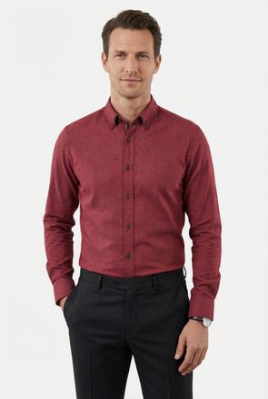 Olymp Langarmhemd OLYMP, Herren, Gr. XXL, N-Gr, rot, Twill, Obermaterial: 100% Baumwolle, regular fit normal, Manschette, Hemden Langarmhemd, Button-down-Kr