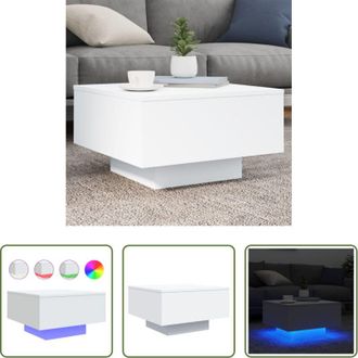 vidaXL Luci LED - Tavolino da Soggiorno con Luci LED Bianco 55x55x31 cm
