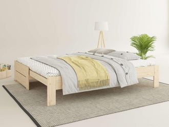 HOME AFFAIRE Massivholzbett »Imme, ausziehbar 90cm-180cm, ideal für Schlafbesuch, mit Lattenrost« Liegefläche 2x 90x200cm, Massive Kiefer, Schubkasten optional, Be