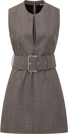 Stella McCartney Brown Checks Round Neck Mini Dress