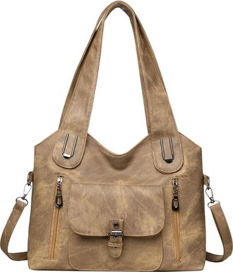 Generic PU Leather Crossbody Bag Retro Buckle Tote Handbag Vintage Shoulder Bag (Coffee) (Coffee)