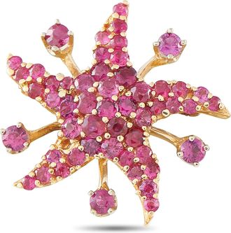 Luxury Bazaar 14K Rose Gold 2.50ct Ruby Star Brooch MF02-091126