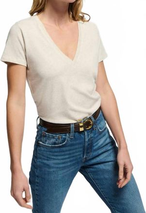 Nation Ltd Blair Slim Tee Top In Heather Oatmeal