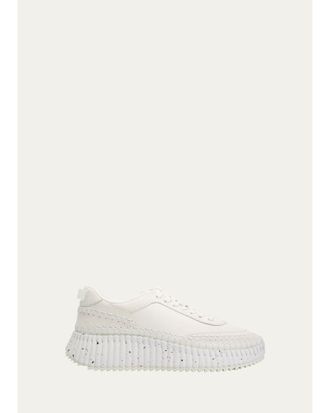 Chlo&eacute; Nama Leather Platform Sneakers