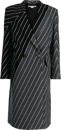 Stella McCartney multi-way stripe double-breasted coat - women - Polyamide/Wool/Cotton - 36 - Black