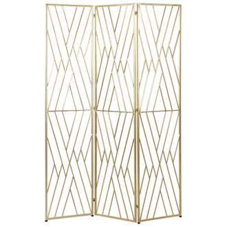 Beliani Beliani - Biombo Decorativo De 3 Paneles Plegable De Hierro Con Marco De Metal Dorado Asolo