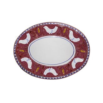 Arcucci burgundy feather tray oval 43 cm