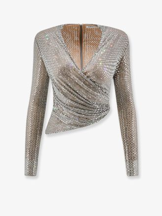 Self Portrait Top in mesh con strass all-over - SELF PORTRAIT - gender_Woman