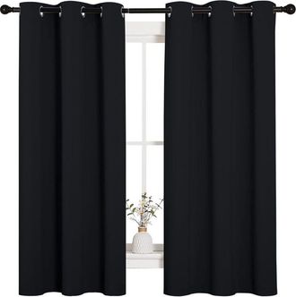 OEM Juego De 2 Cortinas Opacas Sencillas, Aislantes Del Calor Y Perforadas Para Ventanas De Dormitorio (ancho 132 Cm Y Largo 160 Cm)