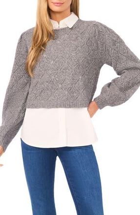 Ted Baker Pointelle Mixed Media Sweater in Fossil at Nordstrom Rack, Size X-Large