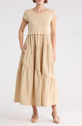 Boss Orange by Hugo Boss Tiered T-Shirt Midi Dress in Open Beige at Nordstrom Rack, Size X-Small