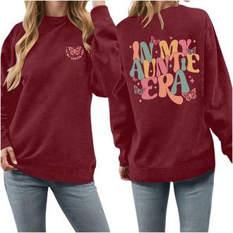 Generic In My Auntie Era Sweatshirt Cool Aunt Sweatshirt Retro Auntie Sweater Women Crewneck Pullover Tops Auntie Gift Shirts