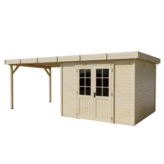 Foresta Caseta De Jard&iacute;n De Madera 280x280 Cm Con Le&ntilde;era - Espesor De Pared 28 Mm - Techo De Acero Galvanizado - Ventanas De Cristal - Slx3030b Foresta