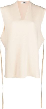 Jil Sander wool V-neck vest - women - Wool - 40 - Neutrals
