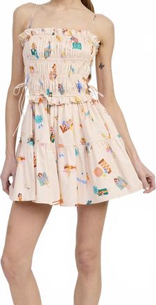 Emory Park Beach Print Mini Dress In Peach