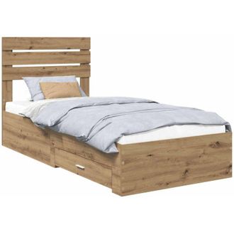 vidaXL Estructura De Cama Con Caj&oacute;n Con Cabecera Madera Contrachapada Vidaxl