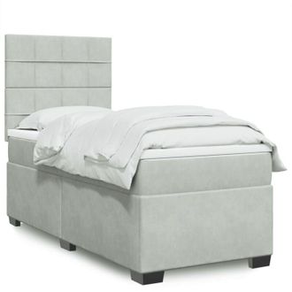 vidaXL Vidaxl - Cama Box Spring Con Colch&oacute;n Terciopelo Gris Claro 90x190 Cm