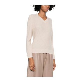 Fabiana Filippi Truien & Vesten, Dames, Beige, XS, Wol, V-hals Truien