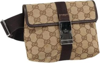 Gucci Pre-owned Belt Bags, female, Beige, Size: ONE SIZE Pre-owned Canvas Belt Bag