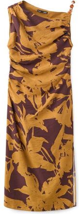 Mango Print Asymmetric Maxi Dress in Ochre at Nordstrom, Size 10