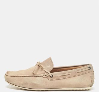Tod's Tods Beige Suede Bow Loafers