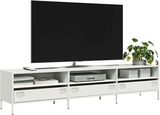 vidaXL Vidaxl - Mueble Para Tv Acero Laminado En Fr&iacute;o Blanco 202x39x43,5 Cm