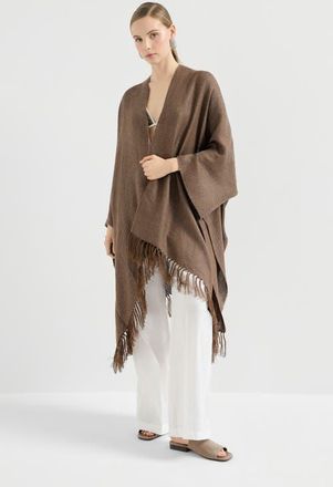 Brunello Cucinelli Linen cover poncho in Brown at Nordstrom, Size One Size Eu