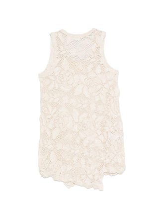Comme Des Gar&ccedil;ons Floral-Lace Cotton Blend Tank Top - Cream
