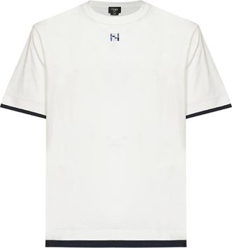 Fendi Oversized Crewneck T-shirt - Heren - T-shirts - Wit - L - Katoen - Tops