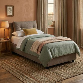 Dmora Dmora - Cama Individual Daasba, Cama Contenedor Con Revestimiento De Tela, 100% Made In Italy, Apertura Frontal, Con Colch&oacute;n 80x190 Cm Incluido, T&oacute;rto
