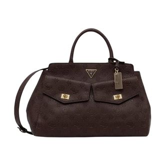 Guess Blake Large Satchel - Dames - Tassen - Bruin - Maat: ONE Size Leer