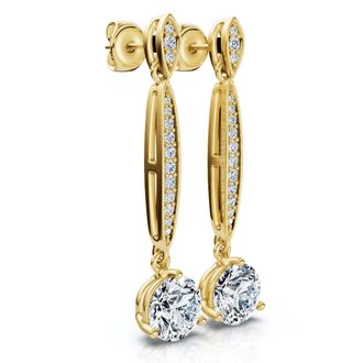 Pompeii3 1 5/8Ct Drop Dangle Earrings 14k Gold Lab Grown