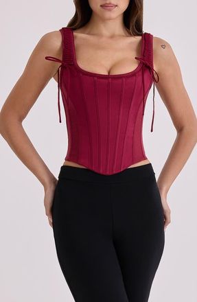 House of CB Iman Satin Corset Top in Wine at Nordstrom, Size X-Small