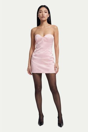 Misspap Premium Panelled Bonded Satin Mini Dress in Pink at Nordstrom, Size 10