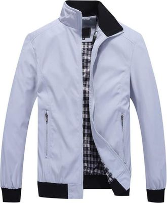 AlltheMen Mens Summer Bomber Jackets Baseball Lightweight Windbreaker Sports Coat 1601 White XXL