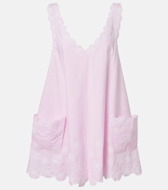 Juliet Dunn Embroidered cotton poplin minidress