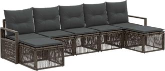 vidaXL Conjunto De Sof&aacute;s De Jard&iacute;n 7 Uds. Gris Rat&aacute;n Sint&eacute;tico Vidaxl