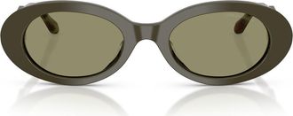 Giorgio Armani 52mm Oval Sunglasses in Verde Barca/Green at Nordstrom