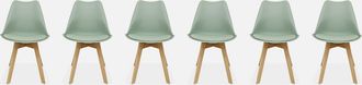 Sweeek Sweeek - Silla Escandinava Acero, Set De 6, Nils, Verde Celad&oacute;n, 47x55x81 Cm