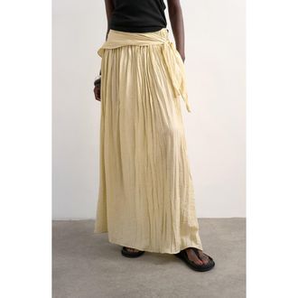 Topshop Sash Tie Crinkle Maxi Skirt in Beige at Nordstrom, Size 14