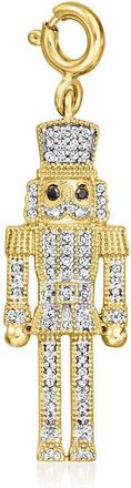 Ross-Simons Black and White Diamond Nutcracker Charm in 18kt Gold Over Sterling