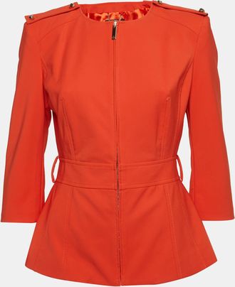 Elisabetta Franchi Orange Crepe Zip-Up Jacket