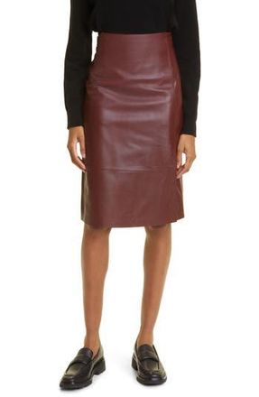 Vince Leather Pencil Skirt in Dark Cinnamon Stick at Nordstrom Rack, Size 8