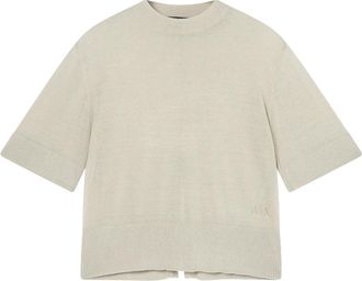A|X Armani Exchange Linnen-viscosemix Top met Uitsnijding - Dames - T-shirts - Beige - M - Linnen - Tops