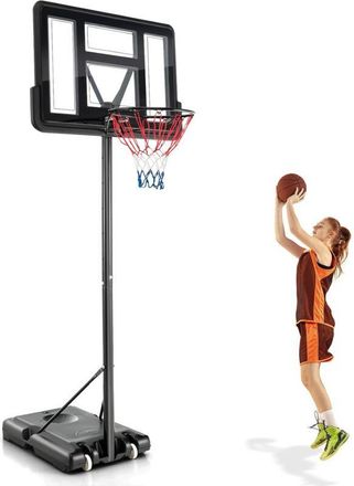 Costway Costway - Canasta De Baloncesto Exterior, Altura Ajustable De 12 Niveles, 1,3 A 3,05m, M&oacute;vil Con Ruedas, Base Rellenable, Canasta Baloncesto Adultos Y